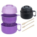 40oz 2 Pack Ramen Bowl, Portable Ramen Cooker, Instant Ramen Noodle Bowls College Dorm Room Apartment Essentials (Black Purple) - color: Black Purple