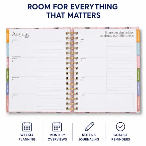 WORLD TRAVELER Academic Planner School Organizer Jul 2026-Dec 2027, 7"x9" - color: Pink Stripe