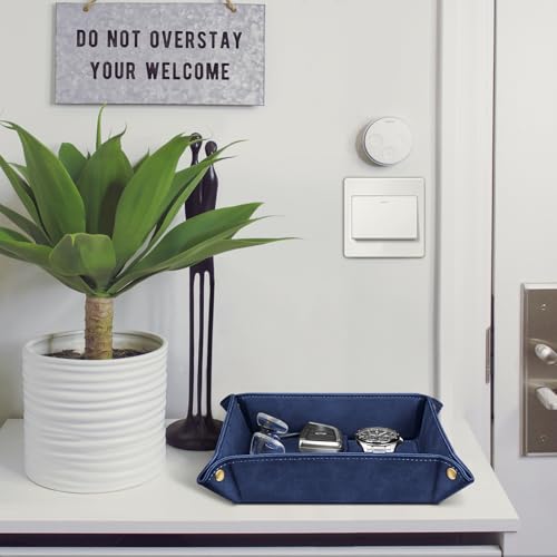 SITHON Valet Tray Desktop Storage Organizer Nightstand Caddy Holder - color: Dark Blue