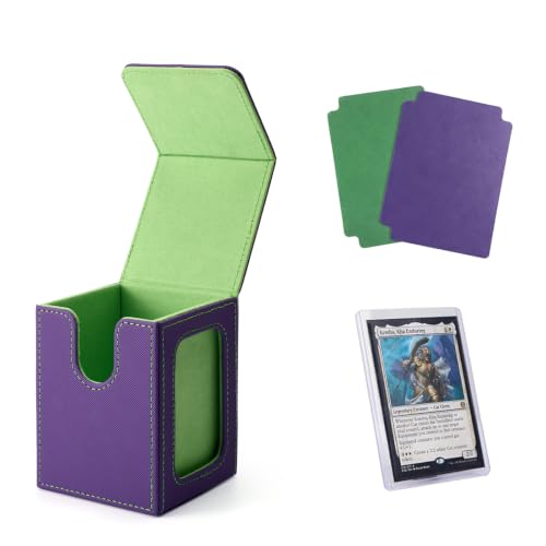 Venssu MTG Deck Box with Commander Display, Fits TCG Cards (Purple＆Green) - color: Purple&Green