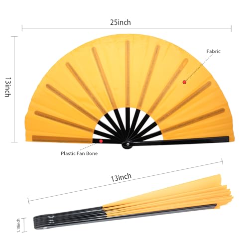 QIRMIZI 10PCS Large Folding Hand Rave Fan - Popping Fan Clacking Fans for Chinese Kung Fu, Tai Chi, Dance, Music Festivals,Carnivals, Weddings, EDM Events, Parties & Decorations,Orange - color: Orange