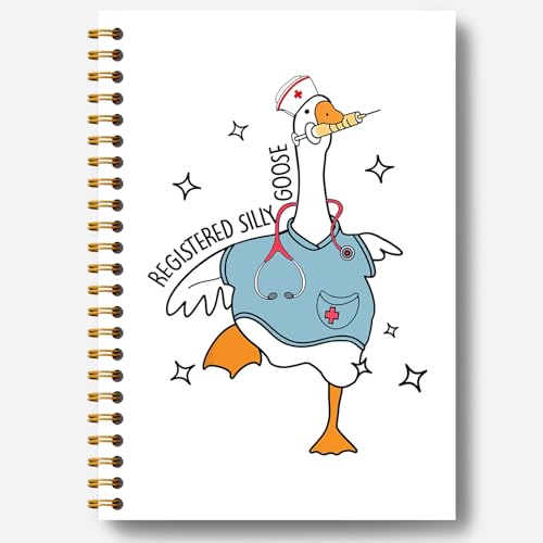 Funny Registered Nurse RN Gifts Notebook, Nurse Appreciation Gifts Journal, Nurses Week Day Gift, Registered Nursing Goose Hardcover Spiral Notebooks 5.5x8.3 Inch - color: Section 10