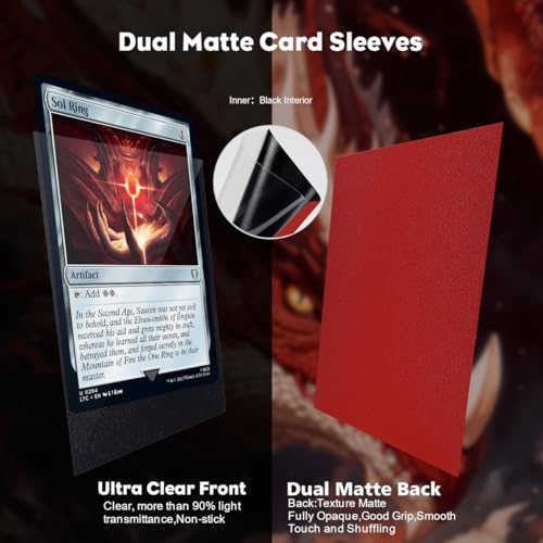 600PCS MTG Card Sleeves, Katomula 6 Colors Dual Matte Card Sleeve with Black Interior & Smooth Shuffle, Standard Size Deck Card Sleeves for MTG, PKM, TCG and Game Cards - color: 6 Colors