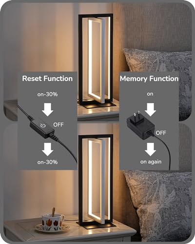 EDISHINE Modern LED Table Lamps, 750LM Dimmable Nightstand Lamp, Silver - color: Silver