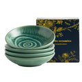 Ceramic Soy Sauce Dishes, 3.4 oz Dipping Bowls Set of 4 - color: Green
