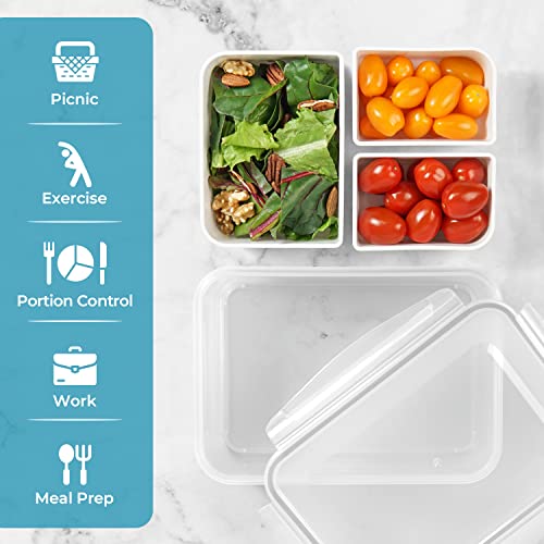 carrotez 3 Compartment (Asymmetrical) Food Container - 6.3 Cup (1500ml) - color: White, size: 3 Compartment (6.3 Cup)
