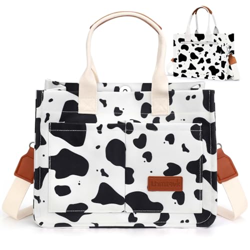LHMTQVK Canvas Tote Bag for Women, Work & Bible Study Handbag - color: Cow