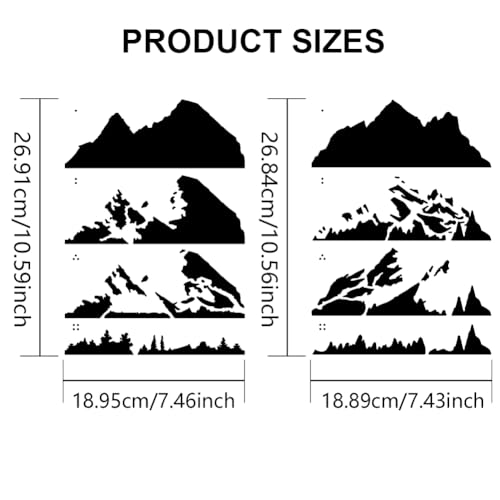 MAYJOYDIY 2pcs Layered Mountain Stencil Paint Brush Included 11.7×8.3inch - color: Layered Mountain
