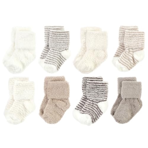 Hudson Baby Baby 8-pack Cotton Rich Newborn and Terry Socks - color: Beige Stripe 8 Pack, size: 0-6 Months