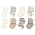 Hudson Baby Baby 8-pack Cotton Rich Newborn and Terry Socks - color: Beige Stripe 8 Pack, size: 0-6 Months