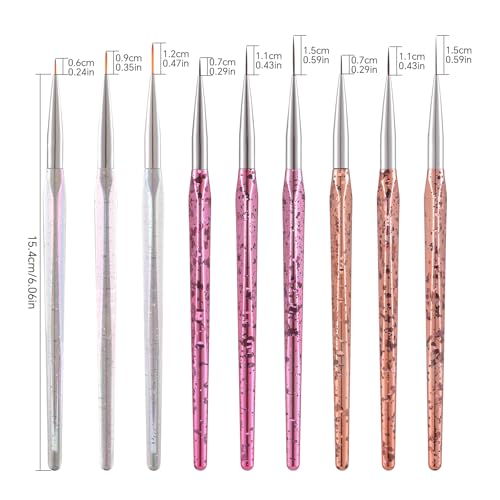 Nail Liner Brush Nail Art Long Striping Brush Striper Pen 6/9/12mm - color: White