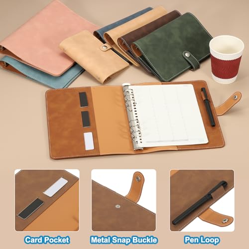 PATIKIL A5 PU Leather Binder Cover, 6 Ring Loose Leaf Binder Protector, Brown - color: Brown, size: A5