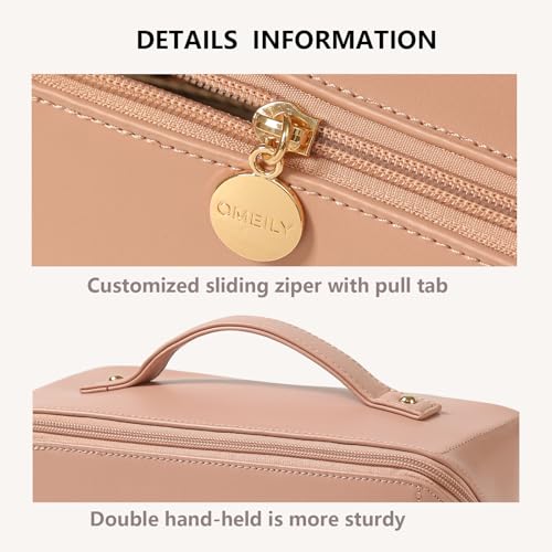 Omeily Travel Makeup & Toiletry Bag for Women Cosmetic Bag Makeup Organizer - color: C-Pink
