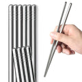 IQCWOOD 304 Stainless Steel Chopsticks, 5 Pairs, Silver - color: Silver Classic