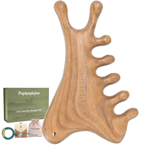 4-in-1 100% Green Sandalwood Massage Comb & Gua Sha Tool - color: Sandalwood Whisper
