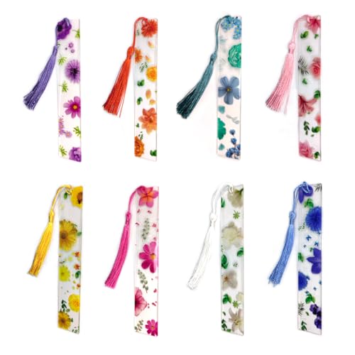 8 Pcs Clear Floral Bookmarks, Elegant Book Accessories Gift Set