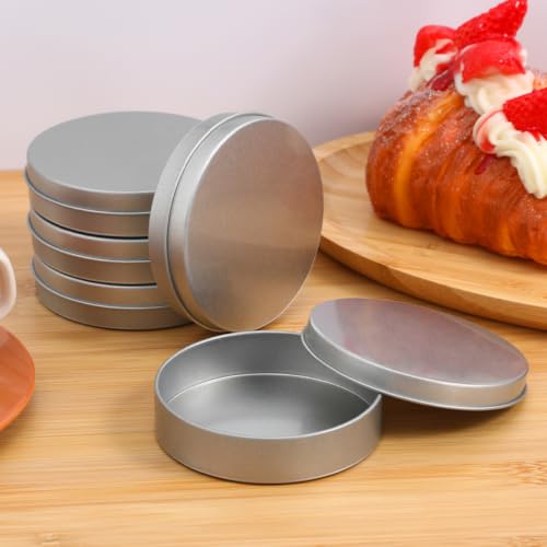 KICHOUSE 12pcs Round Metal Tin Cans with Lids 3.54in Candy Tin Box for Cookies Chocolates Small Treat Storage Korean Sugar Candy Tins Diy Game Box