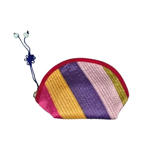 Korean Coin Purse, Traditional Saekdong Wallet with Knot Tassel, Colorful Pouch for Coins and Cards, Quilted Zipper Bag, Handmade Accessory, Random Color