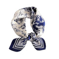 JERLA 100% Mulberry Silk Neck Scarf 21"x21" Small Square Scarfs for Women Gift Packed - color: Blue Navy Forest