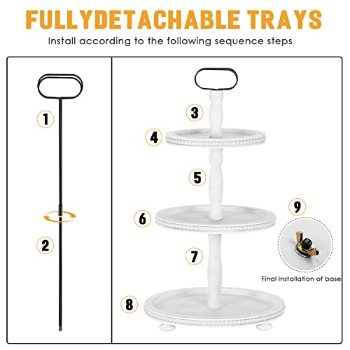 Urban Deco Wooden Tiered Tray 3-Tier Decorative Tray Farmhouse Serving Tray - style: 3 tier-white