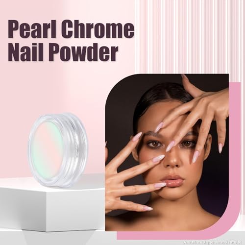 Artdone 8 Jars Chrome Nail Powder Dip Magic White Pearl Kit Silver Mirror - color: 8 Colors Pearl Chrome