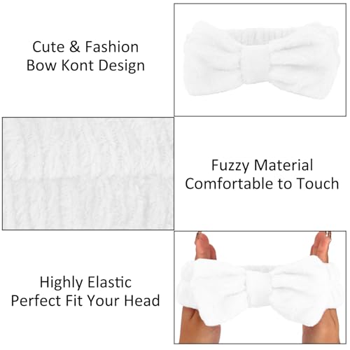10 Pack Cute White Soft Microfiber Spa Headbands for Women & Girls - color: White