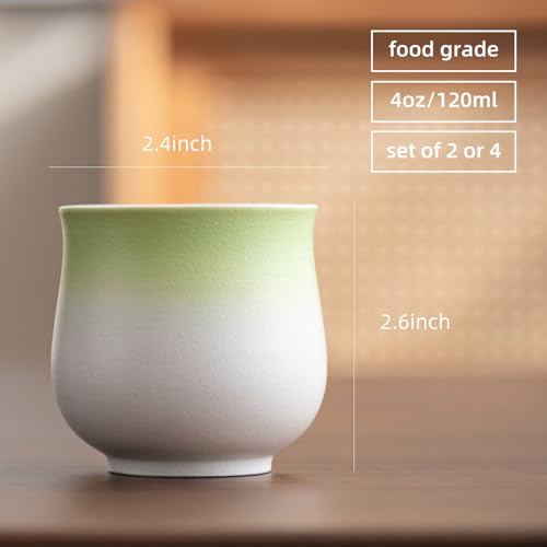 4-Oz Ceramic Espresso Cups Set - Multi-Color, Handle-Free Design for Home & Cafe | Dishwasher-Safe Stoneware Cups (Gradient Green, 2) - color: Gradient Green, size: 2