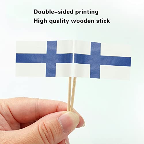 mflagperft Finland Toothpick Flags 100 Pack, Finnish Flag Cocktail Picks - color: Finland