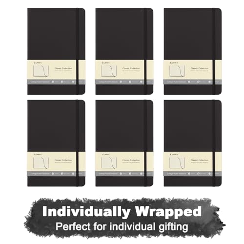 Comix 6 Pack Lined Journal Notebooks for Work, 240 Pages, 5.5"x8.3", Black - color: Black, size: 6 Pack