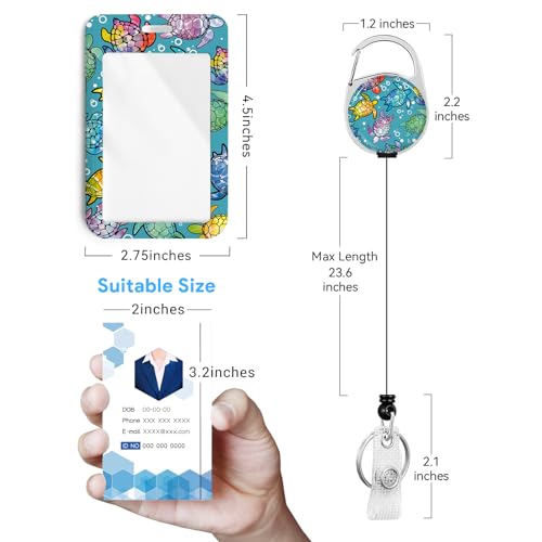 2 Pack Sea Turtle ID Badge Holder with Clip Badge Reels - color: 2 Pack-sea Turtle2