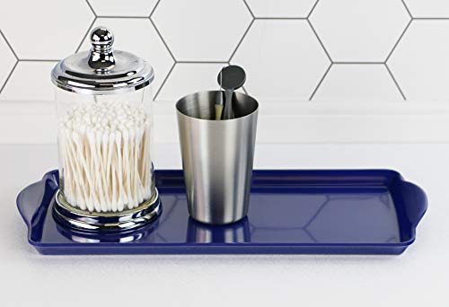 Reston Lloyd Melamine Plastic Tidbit Tray, BPA-Free, Food Safe, Multipurpose Platter Serving Tray, Bathroom/Table Organizer, Indigo - color: Indigo, size: 14.7" x 6.5" x 0.8"