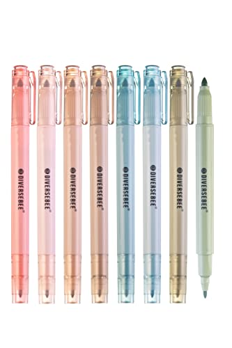 DIVERSEBEE Dual Tip Bible Highlighters and Pens No Bleed, 8 Pack Assorted Colors Quick Dry Highlighters Set, Cute Markers, Bible Study Journaling School Office Supplies and Accessories (Earthy) - color: Earthy