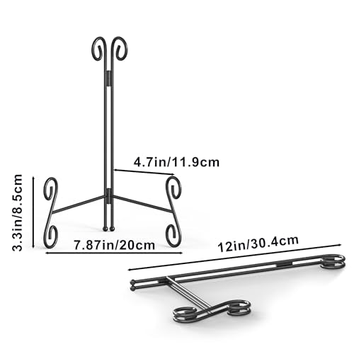 Easel Stand, 12 Inch Plate Stand, 1 Pack Metal Plate Holder for Display, Iron Plate Stands for Picture Frame Record Album Collectibles - size: 12 Inch - 1Pack