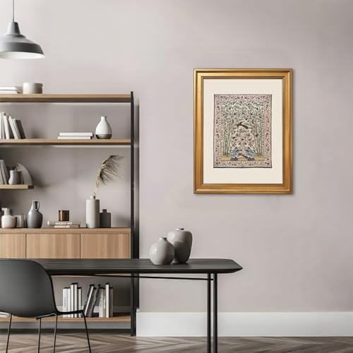 EQUEEN Vintage Botanical Bird Poster Wall Art Floral Bamboo Garden Canvas Print Traditional Nature Wall Decor For Living Room Bedroom Office20x30inch Golden frame - color: style-3, size: 20"L x 30"W