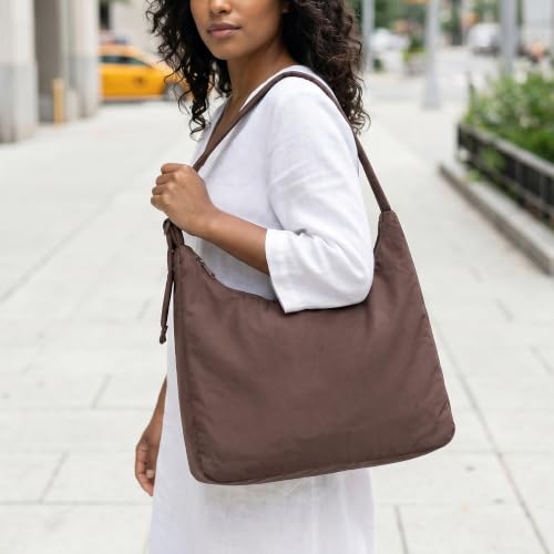 FASTFAIRY Nylon Shoulder Bag: Lightweight Adjustable Strap - color: Large-coffee, size: Large