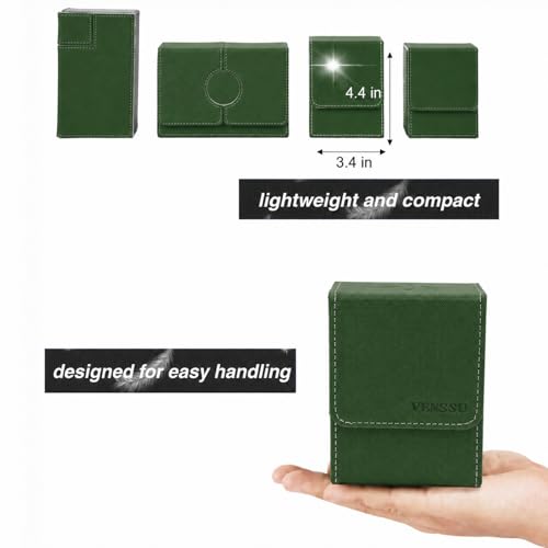 Venssu MTG Deck Box with Commander Display Window (Green&Grey, 1 window) - color: Green and Grey