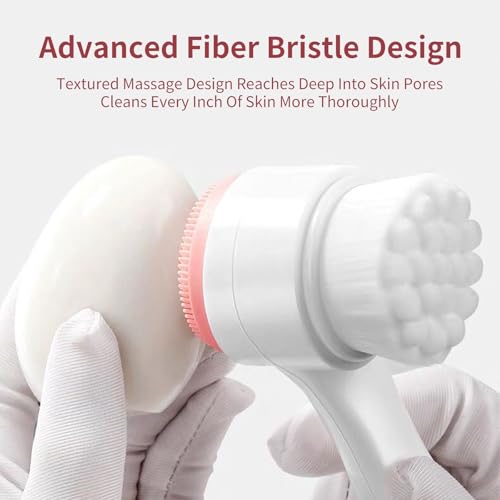 2Pcs Silicone Facial Cleansing Brush - Dual-Sided Face Scrubber with Gentle Deep Cleaning Exfoliation for Skin Types - Manual Pore Cleansing Tool for Women & Men (Rose Red) - color: Rose Red