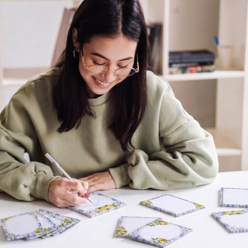 Chiisong 12 Pads Capri Lemon Sticky Notes Blue Tiles Yellow Adhesive Memo - style: Capri Lemon