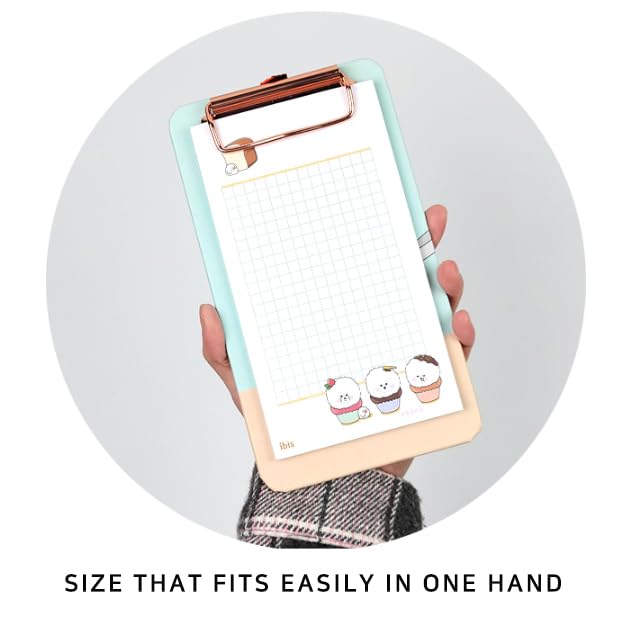Aesthetic Mini Clipboard with Tear-Off Memo Pad, 7.1 x 3.94, Rose Gold Clip