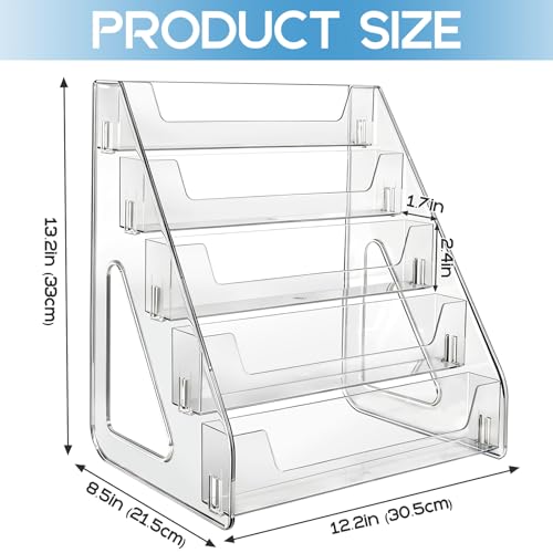 5 Tier Clear Acrylic Brochure Holder, Literature Organizer Paper Stand Display for Cards, Brochures, Pamphlets, Flyer, Signs - color: 5 Tier
