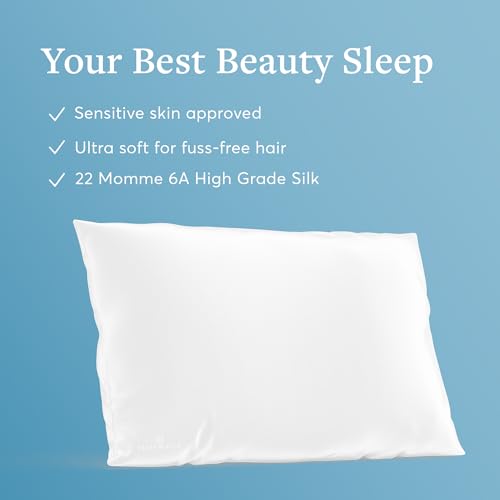 Mulberry Silk Pillowcase for Hair and Skin, 22 Momme 100% Silk - color: White