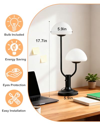 Lightdot Mushroom Table Lamp for Bedroom Dimmable Cute Black Desk Lamp - color: 09-Black-Mushroom-2U