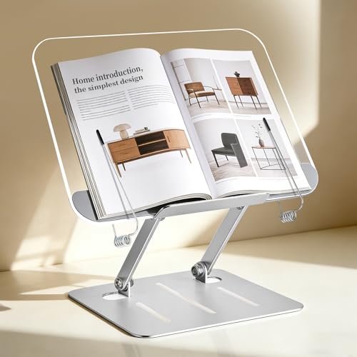 Acrylic Book Stand for Reading, Adjustable Hands-Free Book Holder
