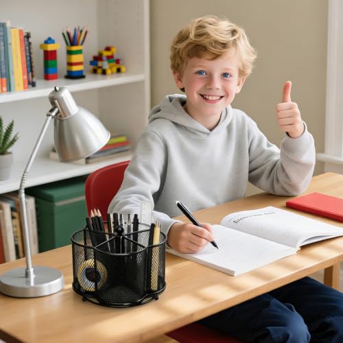 Pen Holder for Desk,360-Degree Rotating Pencil Organizer - color: Plum shaped