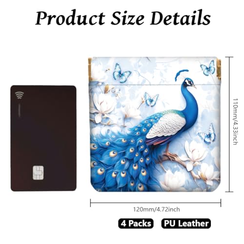 Peacoblue Peacock Coin Purse,PU Leather Squeeze Pouch 4PCS - style: Peacock