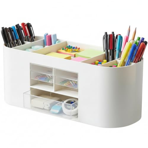 Desk Organizer with Drawers, Office Supplies Storage, White - color: White, size: C