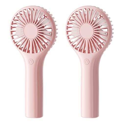 TriPole 2 Pack Mini Portable Handheld Fan Pink, Rechargeable Eyelash Fan - color: Pink&Pink(3 Speed)