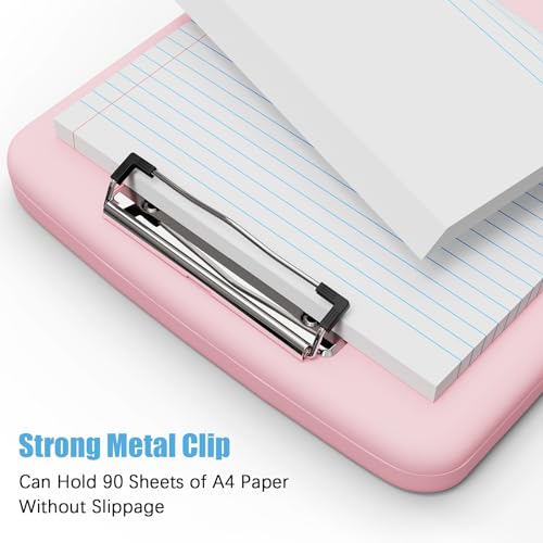 Hongri Clipboard with Storage with Pencil Case, 8.5 x 11 Storage Clip Board - color: Pink