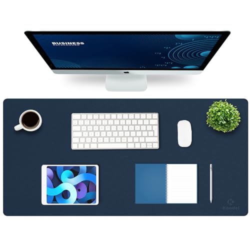 K KNODEL Extra Large Desk Mat, Leather Mouse Pad (35.4"x17", Dark Blue) - color: Dark Blue, size: 35.4" x 17"