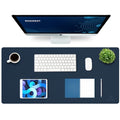 K KNODEL Extra Large Desk Mat, Leather Mouse Pad (35.4"x17", Dark Blue) - color: Dark Blue, size: 35.4" x 17"